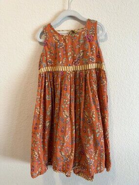 FabIndia Orange Floral Dress 8/10